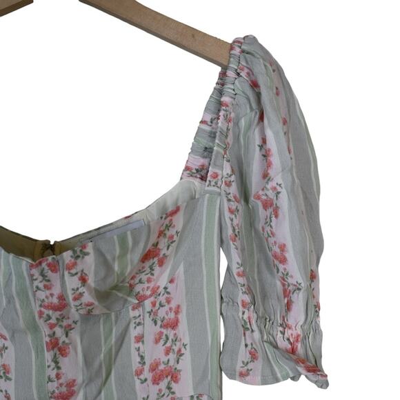 We Wore What Womens 2 Puff Sleeve Midi Dress in Rosewood Multi NEW - Picture 6 of 12